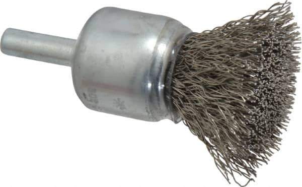 Anderson - 3/4" Brush Diam, Crimped, End Brush - 1/4" Diam Shank, 22,000 Max RPM - Exact Tool & Supply