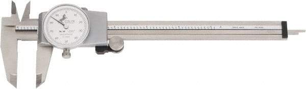 TESA Brown & Sharpe - 0" to 6" Range, 0.001" Graduation, 0.1" per Revolution, Dial Caliper - White Face, 40mm Jaw Length - Exact Tool & Supply