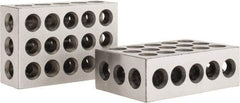Value Collection - 0.0003 Squareness Per Inch, Hardened Steel, 1-2-3 Block with 23 Hole Setup Block - 0.0001 to 0.0007 Inch Overall Tolerance, 3/8 - 16 Inch Tapped Hole Size, 56-60 HRC Hardness, Sold As Matched Pair - Exact Tool & Supply