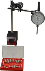 TESA Brown & Sharpe - 0.001" Graduation, 0-100 Dial Reading, Indicator & Base Kit - 2-1/4" Dial Diam - Exact Tool & Supply