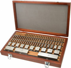 Mitutoyo - 81 Piece, 0.05 to 4", Grade 00, Steel Gage Block Set - Square, 3µ (0.05-1"), 4µ (2"), 5µ (3"), 6µ (4") Tolerance - Exact Tool & Supply