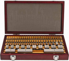 Mitutoyo - 81 Piece, 0.05 to 4", Grade 0, Steel Gage Block Set - Square, 10µ (3"), 12µ (4"), 5µ (0.05-0.4"), 6µ (0.45-1"), 8µ (2") Tolerance - Exact Tool & Supply