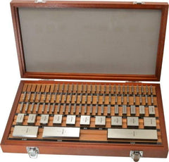 Mitutoyo - 81 Piece, 0.05 to 4", Grade AS-1, Steel Gage Block Set - Square, 12µ (0.45-1"), 16µ (2"), 20µ (3"), 24µ (4"), 8µ (0.05-0.4") Tolerance - Exact Tool & Supply
