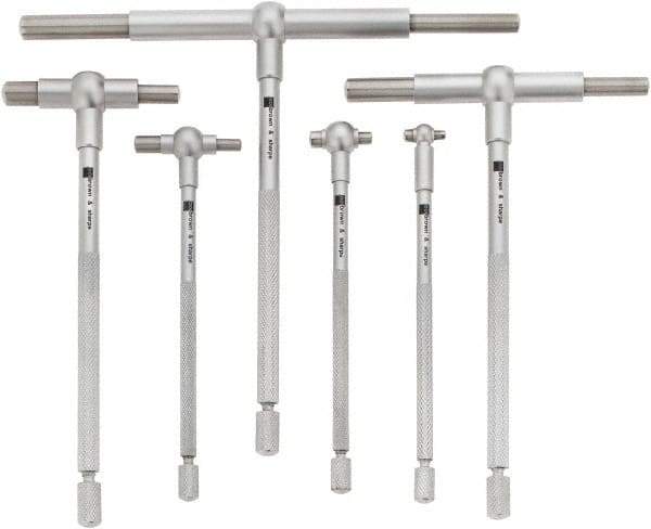 TESA Brown & Sharpe - 6 Piece, 5/16 to 6 Inch, Satin Chrome Finish, Telescoping Gage Set - Includes Plastic Case - Exact Tool & Supply