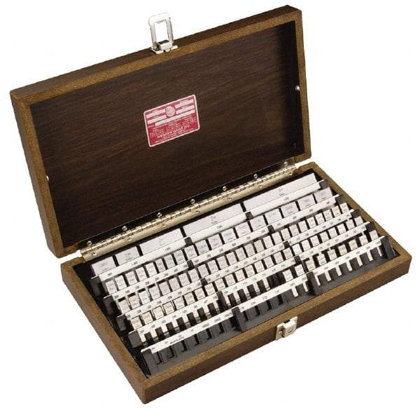 Starrett - 88 Piece, 0.5 to 100mm, Grade 0, Steel Gage Block Set - Rectangular - Exact Tool & Supply