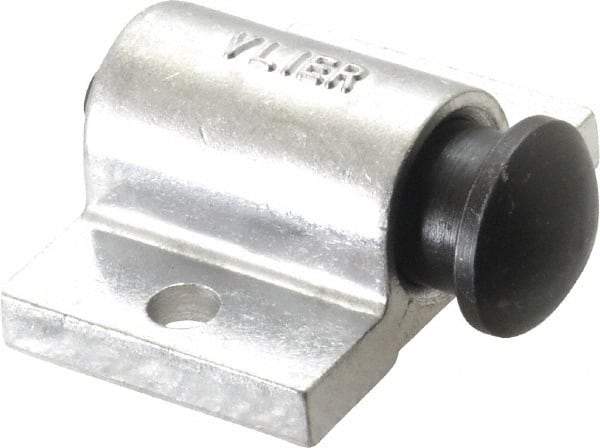 Vlier - 2" Base Width, 1/4" Stroke Len, 13/16" Stop Head OD, 1-1/2" Btw Mt Hole Ctrs, 1-7/32" Btw Mt Hole & Edge, Round Spring Locating Stop - 1-3/8" Body Len x 2" Body Width, 7/16" Base Thickness, 14.4 Lb Init, 32 Lb Mid, 45.4 Lb Final End Force - Exact Tool & Supply
