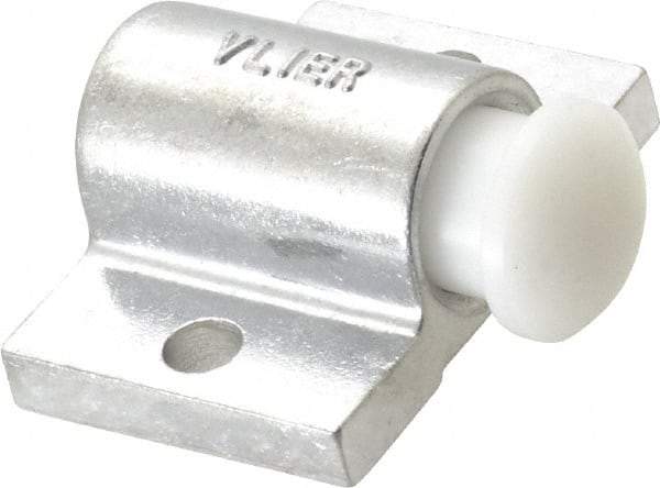 Vlier - 2" Base Width, 1/4" Stroke Len, 13/16" Stop Head OD, 1-1/2" Btw Mt Hole Ctrs, 1-7/32" Btw Mt Hole & Edge, Round Spring Locating Stop - 1-3/8" Body Len x 2" Body Width, 7/16" Base Thickness, 14.4 Lb Init, 32 Lb Mid, 45.4 Lb Final End Force - Exact Tool & Supply