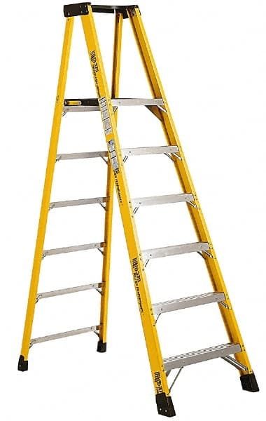 Made in USA - 10 Steps, 12 Ft. High, Type IA Rating, Fiberglass Platform - Exact Tool & Supply