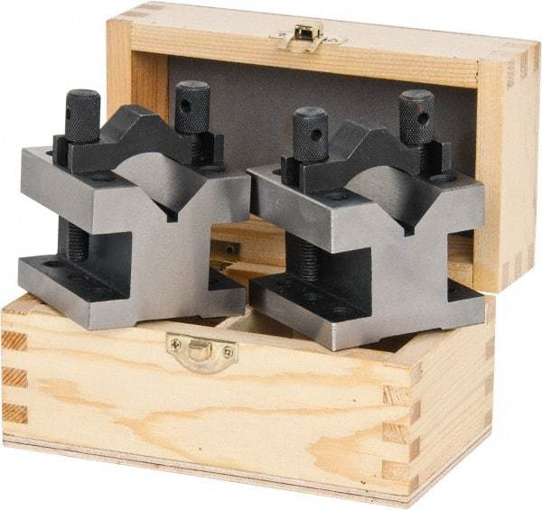 Value Collection - 1-3/16" Max Capacity, 90° Angle, Hardened Steel V-Block - 2-3/8" Long x 2-3/8" Wide x 2" High, Sold as 2 Block Set - Exact Tool & Supply