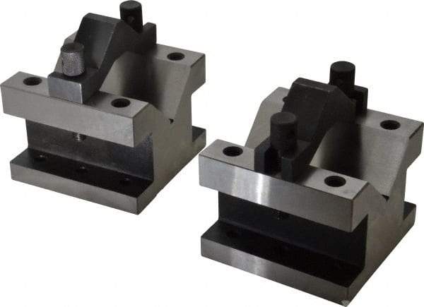 Value Collection - 2-9/16" Max Capacity, 90° Angle, Hardened Steel V-Block - 4-1/8" Long x 4-1/8" Wide x 3-1/16" High, Sold as 2 Block Set - Exact Tool & Supply