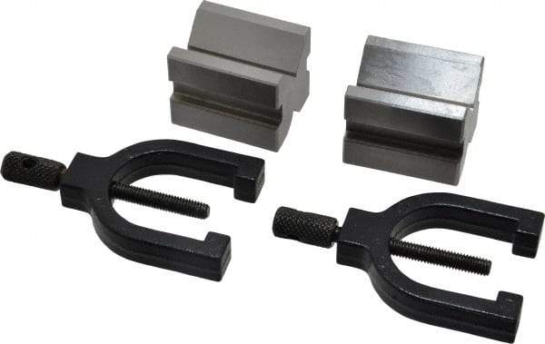Value Collection - 7/16 to 13/16" Capacity, 90° Angle, Steel V-Block - 1-19/32" Long x 1-1/4" Wide x 1-1/4" High, Sold as 2 Block Set - Exact Tool & Supply