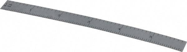TESA Brown & Sharpe - 6" Long, 1/64, 1/32, 1/16, 1/8" Graduation, Flexible Steel Rule - 4R Graduation Style, 1/2" Wide, Silver, Satin Chrome Finish - Exact Tool & Supply