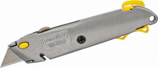 Stanley - Retractable Utility Knife - Aluminum Handle, 3 Blades Included - Exact Tool & Supply