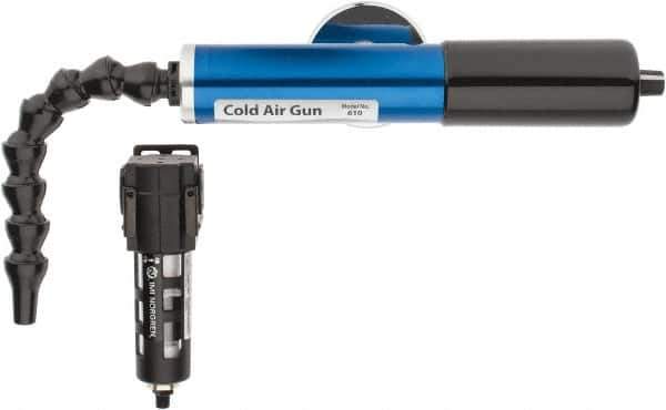Vortec - 8" Long Hose, 900 BTU/Hr Air Capacity, 1 Outlet, Cold Air Gun Kit - 10-5/8" Tank/Unit Length, 6.63" High Tank/Unit, Includes Adjustable Cold Air Gun, Magnetic Base, 5 Micron Auto-Drain Filter - Exact Tool & Supply