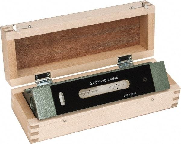Value Collection - 8" Long, 0.0005" Graduation Sensitivity per 10", 2 Vials, Inspection Block Level - Cast Iron, 0.0004" Base Flatness, 1-7/8" Wide - Exact Tool & Supply