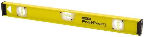 Stanley - 48" Long 3 Vial I-Beam Level - Aluminum, Yellow, 1 Level & 2 Plumb Vials - Exact Tool & Supply