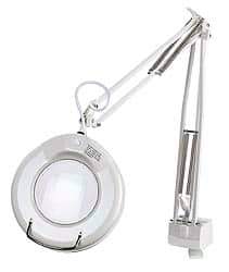 Value Collection - 38 Inch, Swing Arm, Clamp on, Fluorescent, White, Magnifying Task Light - 22 Watt, 1.75x Magnification, 5 Inch Wide, 5 Inch Long - Exact Tool & Supply