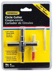 General - 7/8 to 4" Cutting Diam, Circle Cutter Tool - Straight Shank, 3/8" Shank Diam - Exact Tool & Supply