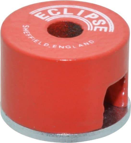 Eclipse - 3/4" Diam, 3/16" Hole Diam, 1.9 kg Max Pull Force Alnico Button Magnet - 1/2" High, 11/32" Gap Width, Grade 5 Alnico - Exact Tool & Supply