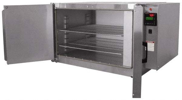 Grieve - 1 Phase, 28 Inch Inside Width x 24 Inch Inside Depth x 18 Inch Inside Height, 350°F Max, Portable Heat Treating Bench Oven - 2 Shelves, 7 Cubic Ft. Work Space, 115 Max Volts, 41 Inch Outside Width x 30 Inch Outside Depth x 23 Inch Outside Height - Exact Tool & Supply