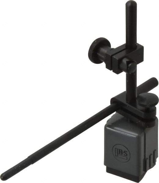 TESA Brown & Sharpe - 1-1/4" Long x 1-1/4" Wide x 1-3/4" High Magnetic Indicator Base with Holders - 4-1/2" Rod Length, Post Arm (Fixed Upright) - Exact Tool & Supply