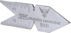 PEC Tools - 60° Angle, Satin Chrome Coated Steel Center Gage - 1/32 to 1/14 Inch Graduation - Exact Tool & Supply