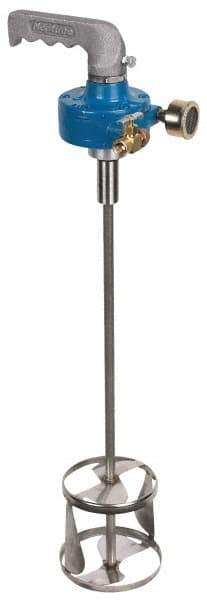 Neptune Mixer - 1 to 2 Gallon Mixing Capacity, 1/4 to 1/2 hp, Handheld, Air Powered Mixer - 10 Inch Long Shaft, Stainless Steel Shaft, Compatible with Pail Container - Exact Tool & Supply