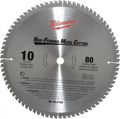 Milwaukee Tool - 10" Diam, 5/8" Arbor Hole Diam, 80 Tooth Wet & Dry Cut Saw Blade - Carbide-Tipped, General Purpose & Straight Action, Standard Round Arbor - Exact Tool & Supply