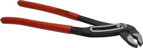 Knipex - 12" OAL, 2-3/4" Max Capacity, 9 Position Water Pump Tongue & Groove Pliers - Self-Gripping V-Jaws, Alligator Jaw Head, Plastic Dipped Handles - Exact Tool & Supply