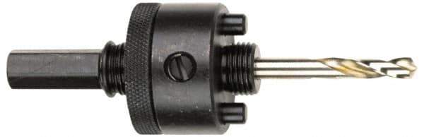 Milwaukee Tool - 5/8 to 1-3/16" Tool Diam Compatibility, Straight Shank, Steel Integral Pilot Drill, Hole Cutting Tool Arbor - 3/8" Min Chuck, Hex Shank Cross Section, Threaded Shank Attachment, For Hole Saws - Exact Tool & Supply