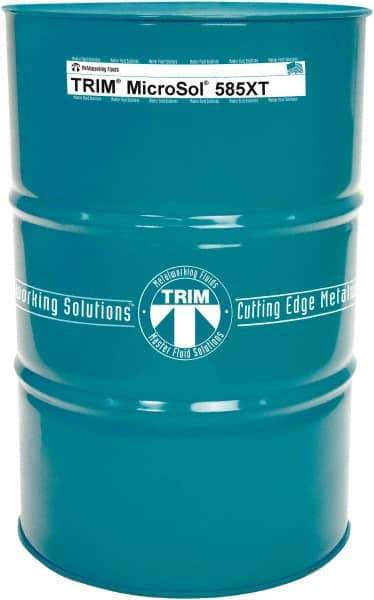 Master Fluid Solutions - Trim MicroSol 585XT, 54 Gal Drum Cutting & Grinding Fluid - Semisynthetic, For Aluminum Alloys, Cast Iron, Composites, Copper, Plastics, Steels & Titanium - Exact Tool & Supply