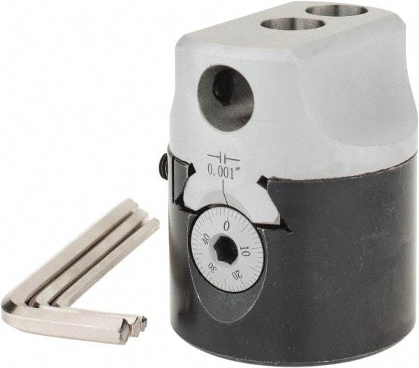 Interstate - 2" Body Diam, Manual Offset Boring Head - 3" to 5" Bore Diam, 1/2" Bar Hole Diam - Exact Tool & Supply