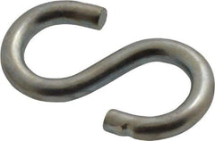 Made in USA - 5/32" Opening, Low Carbon Steel Electrogalvanized S-Hook - 16 Lb Capacity, 5/16" ID, 0.105" Wire, 1" OAL - Exact Tool & Supply