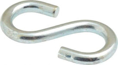 Made in USA - 7/32" Opening, Low Carbon Steel Electrogalvanized S-Hook - 26 Lb Capacity, 7/16" ID, 0.148" Wire, 1-1/2" OAL - Exact Tool & Supply
