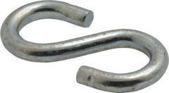 Made in USA - 5/16" Opening, Low Carbon Steel Electrogalvanized S-Hook - 58 Lb Capacity, 5/8" ID, 0.22" Wire, 2-1/8" OAL - Exact Tool & Supply