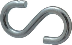Made in USA - 7/16" Opening, Low Carbon Steel Electrogalvanized S-Hook - 70 Lb Capacity, 3/4" ID, 1/4" Wire, 2-1/2" OAL - Exact Tool & Supply