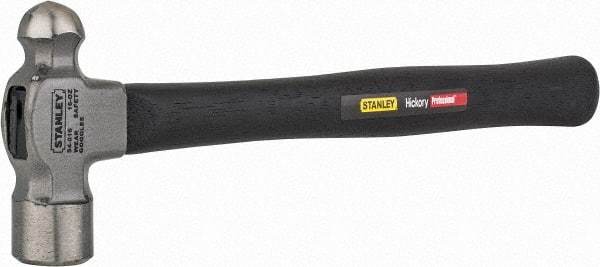 Stanley - 1 Lb Head High Carbon Steel Ball Pein Hammer - Hickory Handle, 14" OAL - Exact Tool & Supply