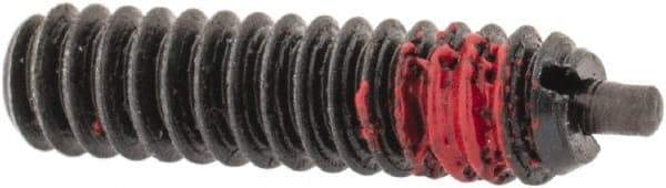 TE-CO - 6-32, 17/32" Thread Length, 1/16" Plunger Projection, Steel Threaded Spring Plunger - 0.046" Max Plunger Diam, 17/32" Plunger Length, 1.5 Lb Init End Force, 4.5 Lb Final End Force, 0.035" Hex - Exact Tool & Supply