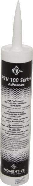 Momentive Performance Materials - 10.1 oz Tube White RTV Silicone Joint Sealant - 204.44°F Max Operating Temp, 20 min Tack Free Dry Time, 24 hr Full Cure Time, Series RTV100 - Exact Tool & Supply