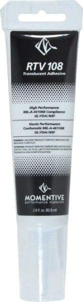Momentive Performance Materials - 2.8 oz Tube Clear RTV Silicone Joint Sealant - 400°F Max Operating Temp, 20 min Tack Free Dry Time, 24 hr Full Cure Time, Series RTV100 - Exact Tool & Supply
