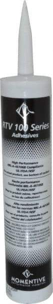 Momentive Performance Materials - 10.1 oz Tube Silver RTV Silicone Joint Sealant - 400°F Max Operating Temp, 20 min Tack Free Dry Time, 24 hr Full Cure Time, Series RTV100 - Exact Tool & Supply
