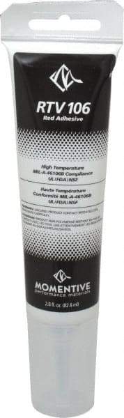 Momentive Performance Materials - 2.8 oz Tube Red RTV Silicone Joint Sealant - 500°F Max Operating Temp, 20 min Tack Free Dry Time, 24 hr Full Cure Time, Series RTV100 - Exact Tool & Supply
