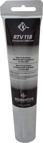 Momentive Performance Materials - 2.8 oz Tube Clear RTV Silicone Joint Sealant - 204.44°F Max Operating Temp, 20 min Tack Free Dry Time, 24 hr Full Cure Time, Series RTV100 - Exact Tool & Supply
