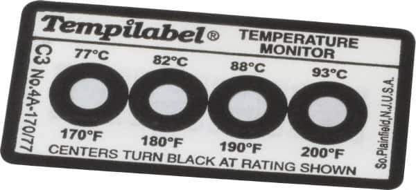 Tempil - 77/82/88/93°C Temp Indicating Label - 4 Ratings - Exact Tool & Supply