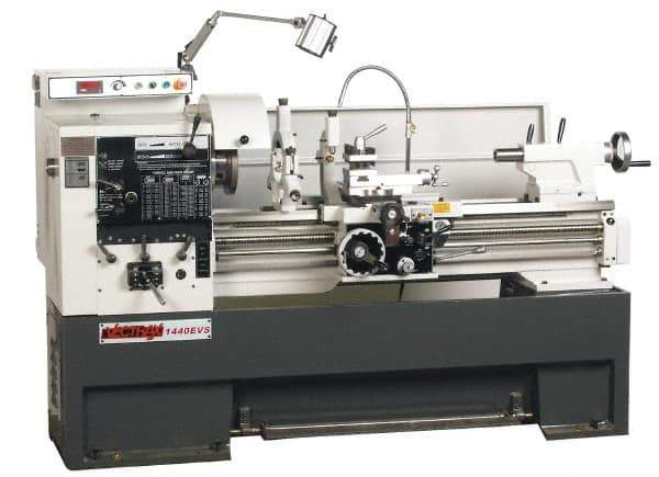 Vectrax - 14" Swing, 39-5/16" Between Centers, 220 Volt, Triple Phase Engine Lathe - 7MT Taper, 5 hp, 20 to 2,500 RPM, 2" Bore Diam, 45" Deep x 68" High x 90" Long - Exact Tool & Supply