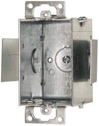 Cooper Crouse-Hinds - 1 Gang, (4) 1/2" Knockouts, Steel Rectangle Switch Box - 3" Overall Height x 2" Overall Width x 2-1/2" Overall Depth - Exact Tool & Supply