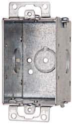 Cooper Crouse-Hinds - 1 Gang, (5) 1/2" Knockouts, Steel Rectangle Switch Box - 3" Overall Height x 2" Overall Width x 2-1/2" Overall Depth - Exact Tool & Supply