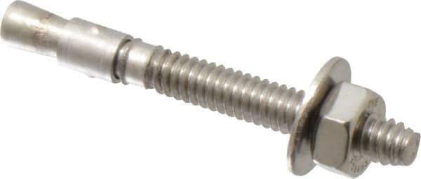 Red Head - 1/4" Diam, 1/4" Drill, 2-1/4" OAL, Wedge Expansion Concrete Anchor - 316 Stainless Steel, Hex Nut Head, Hex Drive, 1-1/4" Thread Length - Exact Tool & Supply