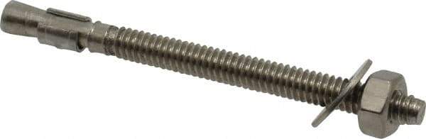 Red Head - 1/4" Diam, 1/4" Drill, 3-1/4" OAL, Wedge Expansion Concrete Anchor - 316 Stainless Steel, Hex Nut Head, Hex Drive, 2-1/4" Thread Length - Exact Tool & Supply