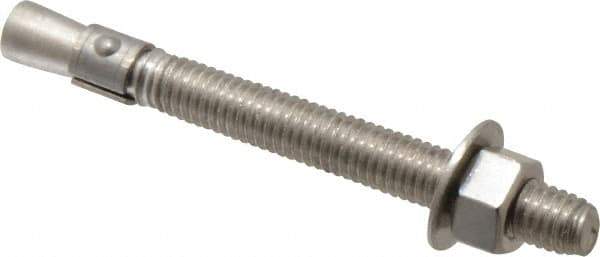 Red Head - 3/8" Diam, 3/8" Drill, 3-3/4" OAL, Wedge Expansion Concrete Anchor - 316 Stainless Steel, Hex Nut Head, Hex Drive, 2-1/2" Thread Length - Exact Tool & Supply